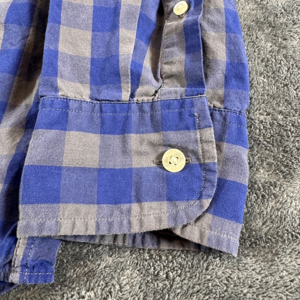 J.Crew Mens Shirt Large Button Up Slim Fit Blue Grey Buffalo Check Plaid Cotton - Picture 4 of 7